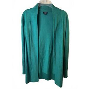 Talbots Women's Pure Merino Wool Green Cardigan Sweater Long Sleeve Size Small
